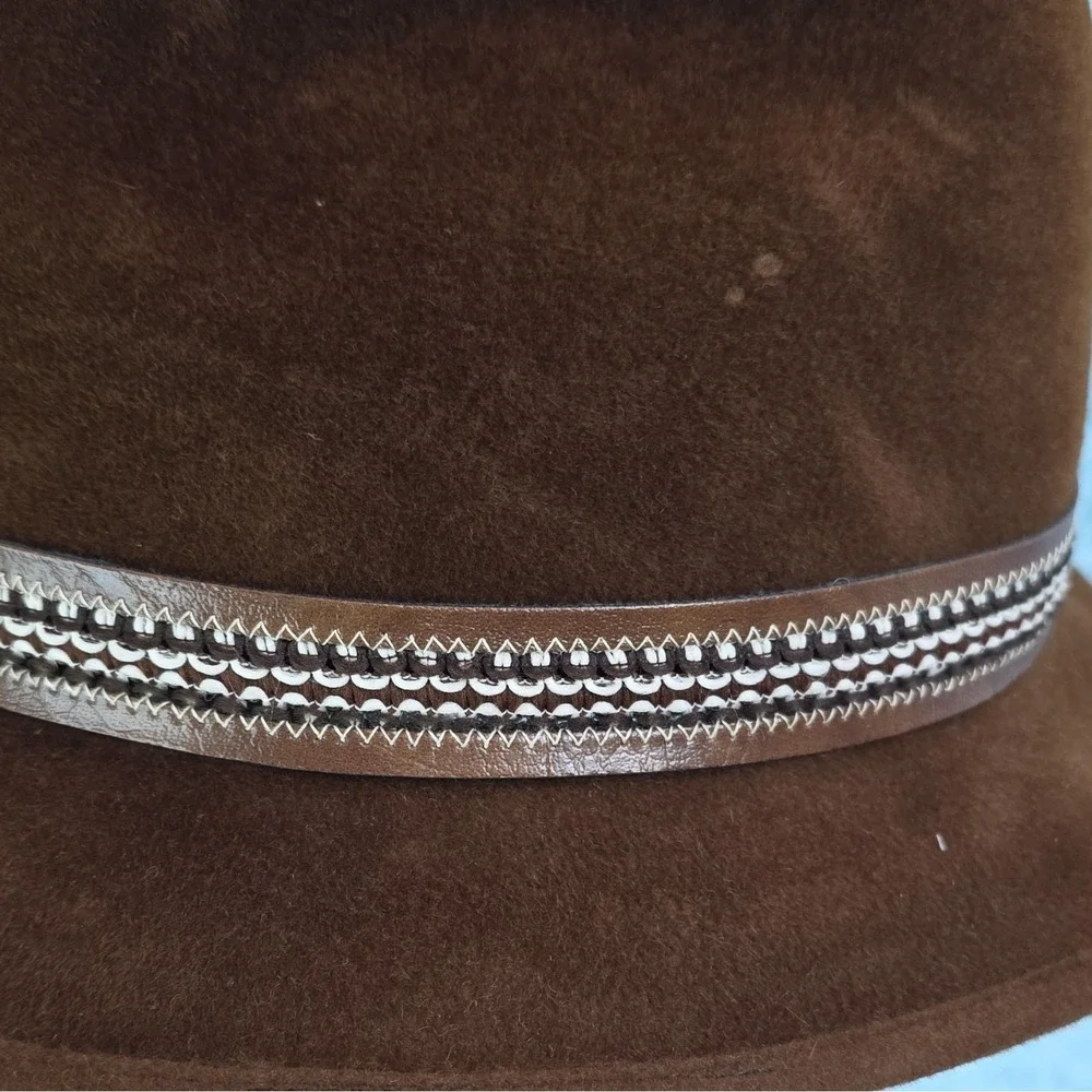 Stetson Mallory 4X Beaver Brown Western Hat Double D Pinch Fedora Feather